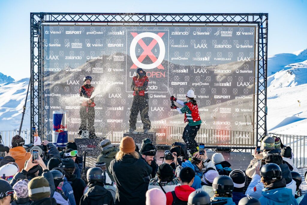LAAX OPEN Siegerehrung der Snowboard Slopestyle Frauen
